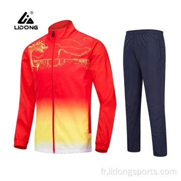 Vertissement en gros Dernière Design Fashion Red and Blue Tracksuit